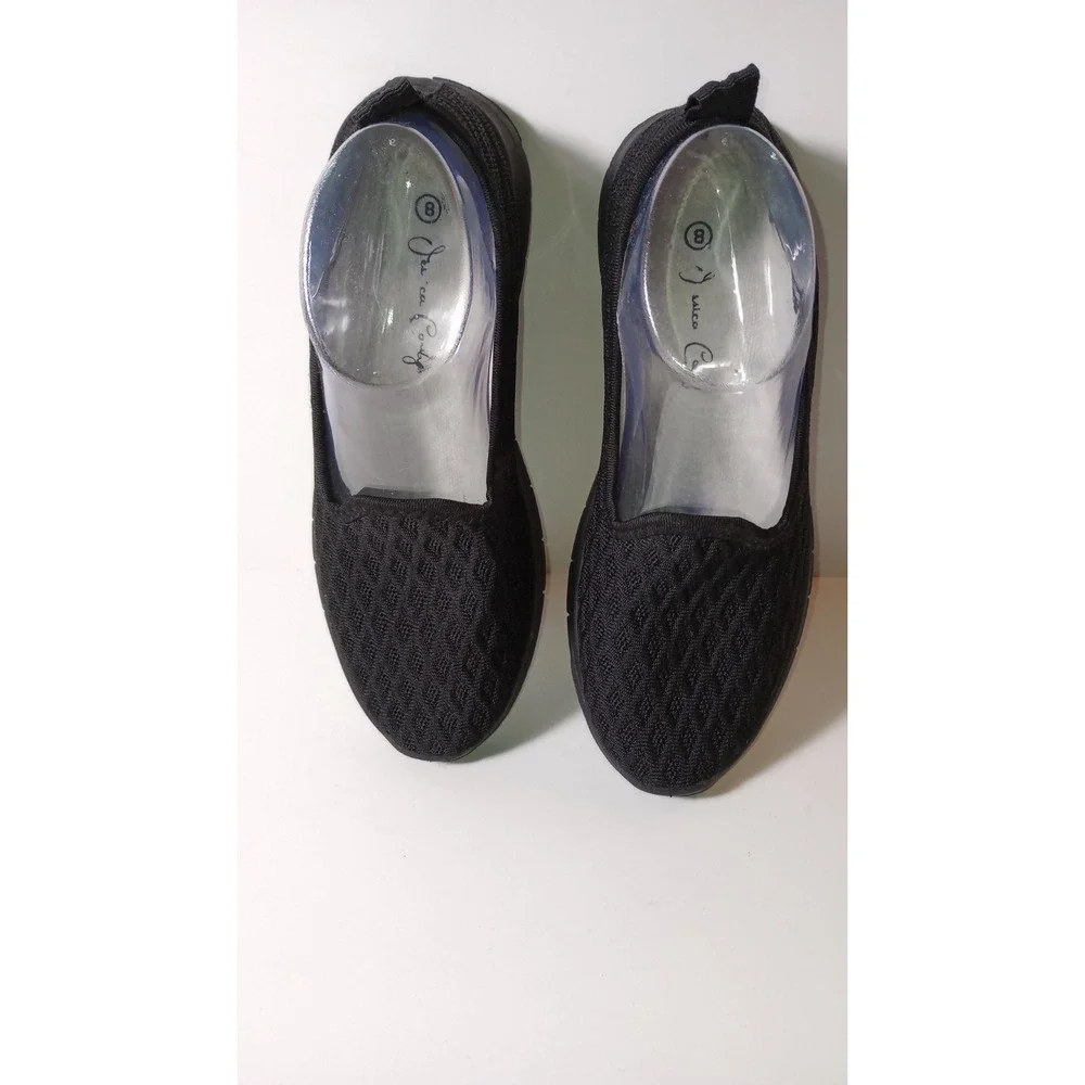 Jessica Candy Black Cushioned Knit Slip On Shoe Womens 8 Casual Mesh Flat